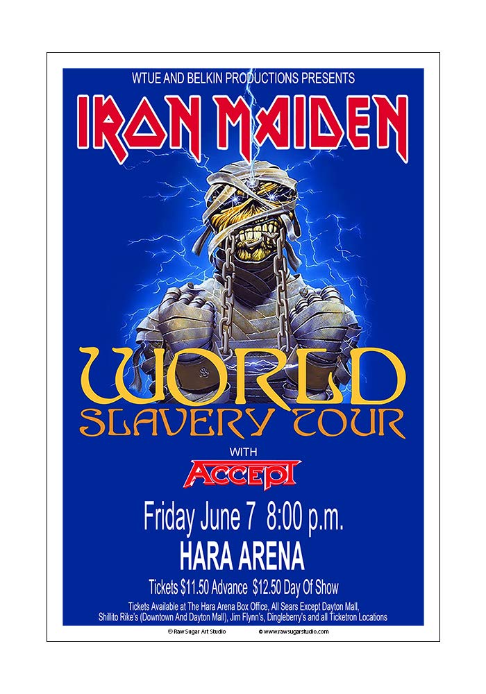 Amazon.com: Raw Sugar Art Studio Iron Maiden 1985 Dayton Concert